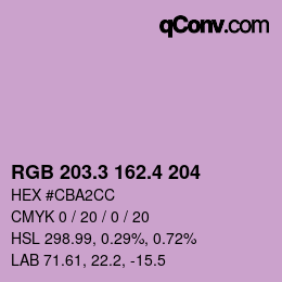 カラーコード: RGB 203.3 162.4 204 | qconv.com