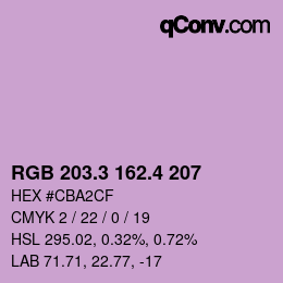 カラーコード: RGB 203.3 162.4 207 | qconv.com