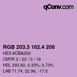 カラーコード: RGB 203.3 162.4 208 | qconv.com