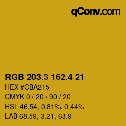 カラーコード: RGB 203.3 162.4 21 | qconv.com