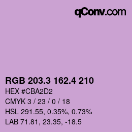 カラーコード: RGB 203.3 162.4 210 | qconv.com