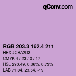 カラーコード: RGB 203.3 162.4 211 | qconv.com