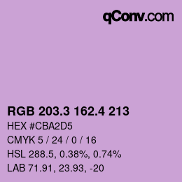 カラーコード: RGB 203.3 162.4 213 | qconv.com