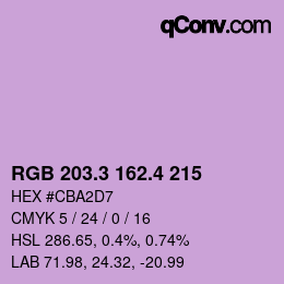 カラーコード: RGB 203.3 162.4 215 | qconv.com