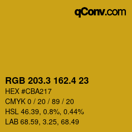 カラーコード: RGB 203.3 162.4 23 | qconv.com