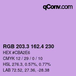 カラーコード: RGB 203.3 162.4 230 | qconv.com