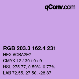カラーコード: RGB 203.3 162.4 231 | qconv.com