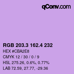カラーコード: RGB 203.3 162.4 232 | qconv.com