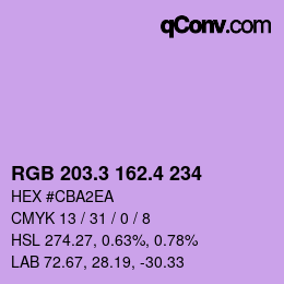 カラーコード: RGB 203.3 162.4 234 | qconv.com