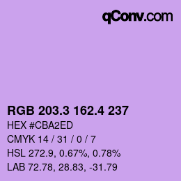 カラーコード: RGB 203.3 162.4 237 | qconv.com