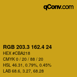 カラーコード: RGB 203.3 162.4 24 | qconv.com