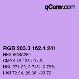 カラーコード: RGB 203.3 162.4 241 | qconv.com