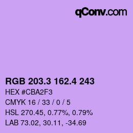 カラーコード: RGB 203.3 162.4 243 | qconv.com