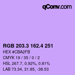 カラーコード: RGB 203.3 162.4 251 | qconv.com