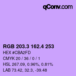 カラーコード: RGB 203.3 162.4 253 | qconv.com