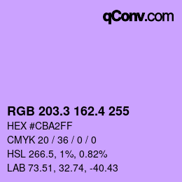 カラーコード: RGB 203.3 162.4 255 | qconv.com