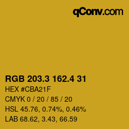 カラーコード: RGB 203.3 162.4 31 | qconv.com