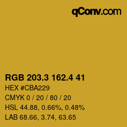 カラーコード: RGB 203.3 162.4 41 | qconv.com