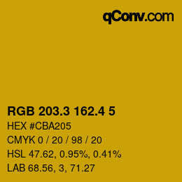 カラーコード: RGB 203.3 162.4 5 | qconv.com