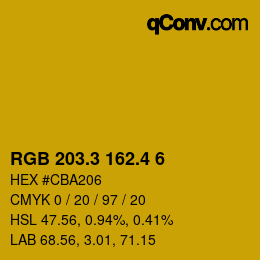 カラーコード: RGB 203.3 162.4 6 | qconv.com
