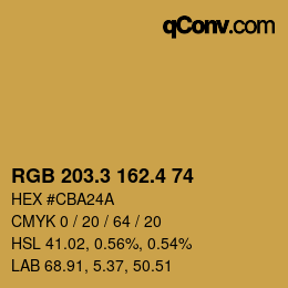 カラーコード: RGB 203.3 162.4 74 | qconv.com
