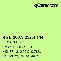 カラーコード: RGB 203.3 252.4 144 | qconv.com
