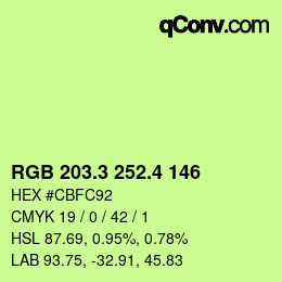 カラーコード: RGB 203.3 252.4 146 | qconv.com