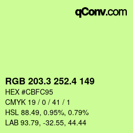 カラーコード: RGB 203.3 252.4 149 | qconv.com