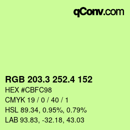 カラーコード: RGB 203.3 252.4 152 | qconv.com