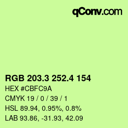 カラーコード: RGB 203.3 252.4 154 | qconv.com