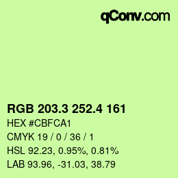 カラーコード: RGB 203.3 252.4 161 | qconv.com