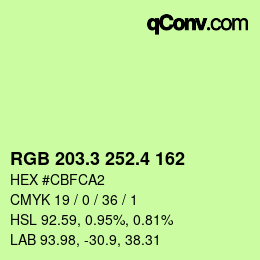 カラーコード: RGB 203.3 252.4 162 | qconv.com