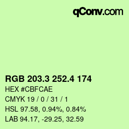 カラーコード: RGB 203.3 252.4 174 | qconv.com