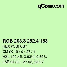 カラーコード: RGB 203.3 252.4 183 | qconv.com
