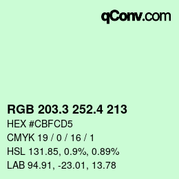 カラーコード: RGB 203.3 252.4 213 | qconv.com
