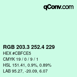 カラーコード: RGB 203.3 252.4 229 | qconv.com
