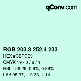 カラーコード: RGB 203.3 252.4 233 | qconv.com
