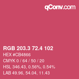 カラーコード: RGB 203.3 72.4 102 | qconv.com
