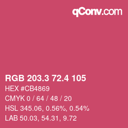 カラーコード: RGB 203.3 72.4 105 | qconv.com
