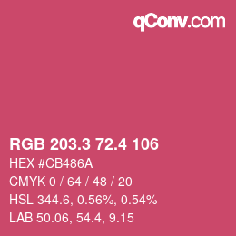 カラーコード: RGB 203.3 72.4 106 | qconv.com