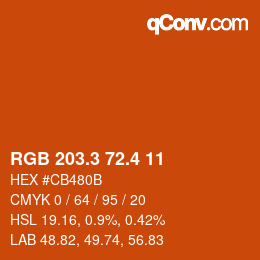 カラーコード: RGB 203.3 72.4 11 | qconv.com