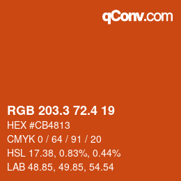 カラーコード: RGB 203.3 72.4 19 | qconv.com