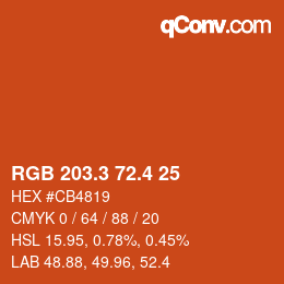 カラーコード: RGB 203.3 72.4 25 | qconv.com