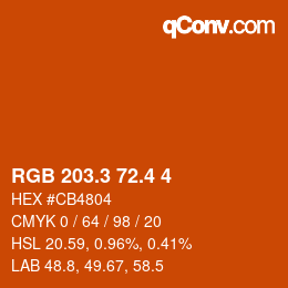 カラーコード: RGB 203.3 72.4 4 | qconv.com