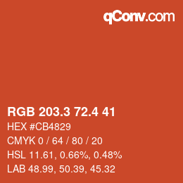 カラーコード: RGB 203.3 72.4 41 | qconv.com