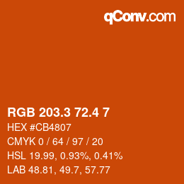 カラーコード: RGB 203.3 72.4 7 | qconv.com