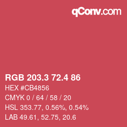 カラーコード: RGB 203.3 72.4 86 | qconv.com