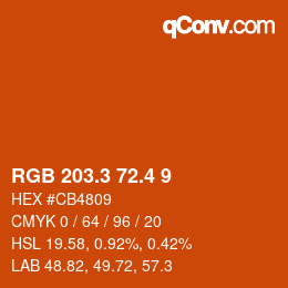 カラーコード: RGB 203.3 72.4 9 | qconv.com
