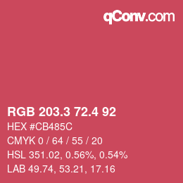 カラーコード: RGB 203.3 72.4 92 | qconv.com