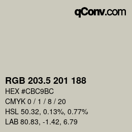 Farbcode: RGB 203.5 201 188 | qconv.com